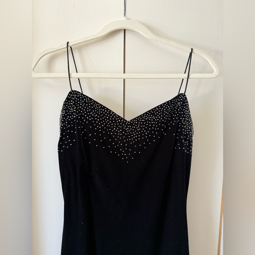Vintage Dave & Johnny Laura Ryner Black Velvet Maxi Dress w Embellishments Y2K - Picture 6 of 14